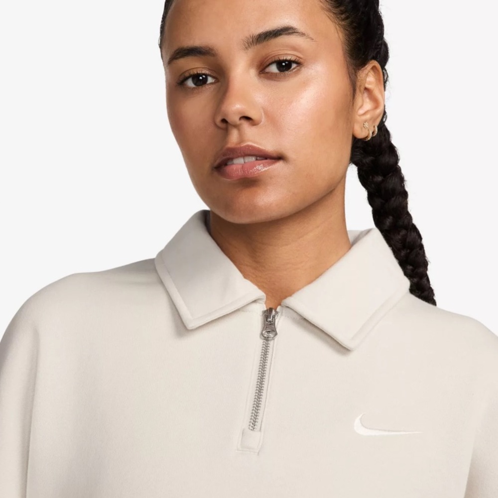 Nike Beige Sweatshirt with Zip Collar - Picture 4 of 7